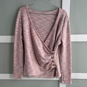 SHEIN Multicolor Textured Wrap Blouse